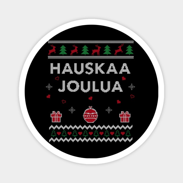 Merry Christmas Finnish Ugly Christmas Gift Hauskaa Joulua Design Magnet by Dr_Squirrel